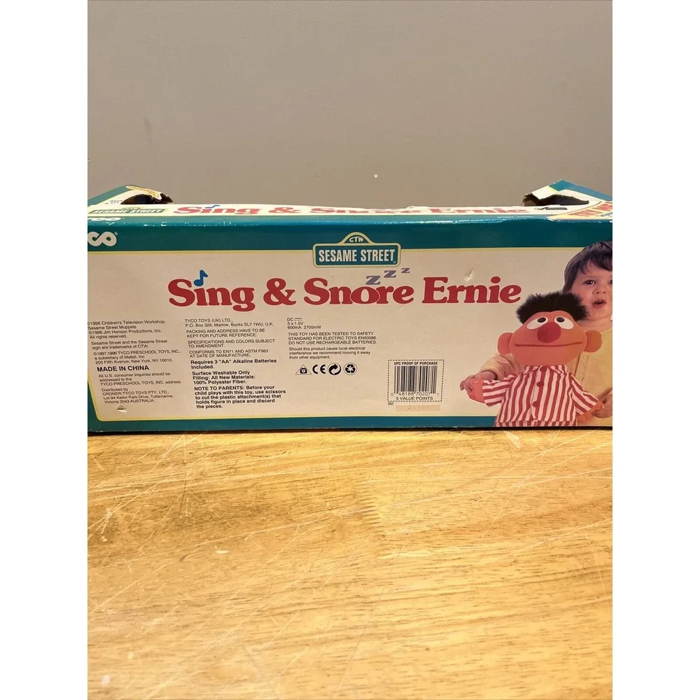 Vintage Sing And Snore Ernie Vintage Tyco Toy 1996 Never Taken Out Of‎ Box